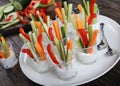 Individual Cocktail shot glasses with veggies sticks