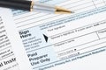 Individual income tax return form by IRS, concept for taxation