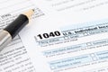 Individual income tax return form by IRS, concept for taxation