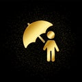 Individual, insurance, personal, umbrella gold, icon. Vector illustration of golden particle background