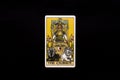 An individual major arcana tarot card isolated on black background. The Chariot. Royalty Free Stock Photo