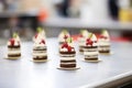 individual mini black forest cakes in a row