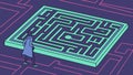 Individual Navigating a Complex Digital Maze, vector design Generative AI Royalty Free Stock Photo