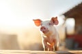 individual pig with sunlit backdrop Royalty Free Stock Photo