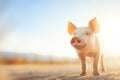 individual pig with sunlit backdrop Royalty Free Stock Photo