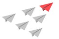 Individual red leader paper plane lead other. Business and leadership concept Royalty Free Stock Photo