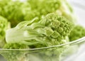 Individual romanesco florets in a glass bowl