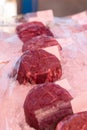 Individual sealed filet mignon steaks packaged for sale