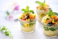 individual servings of couscous salad in small cups