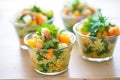 individual servings of couscous salad in small cups