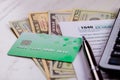 1040 individual tax return and US dollar banknotes cash credit cards