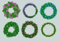 Individual vector wreaths of flowers