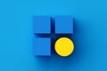 Individuality, standing out from the crowd, unique and difference concepts. Blue cubes and a yellow circle on blue background Royalty Free Stock Photo