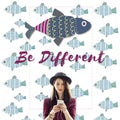 Individuality Unique Different Fish Graphic Concept Royalty Free Stock Photo