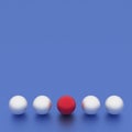 Individuality, unique and different red ball and other white. Contrast concepts with blank background