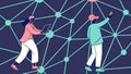 Individuals Interacting with Network Nodes, Digital Connectivity Concept Vector, vector design Generative AI Royalty Free Stock Photo