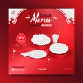 Indonesia`s independence day special food menu promotion banner template