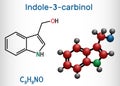 Indole-3-carbinol molecule, is found in cruciferous vegetables such as broccoli, cabbage, cauliflower, Brussels sprouts, cabbage