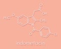 Indomethacin indometacin non-steroidal anti-inflammatory drug NSAID molecule. Skeletal formula. Royalty Free Stock Photo