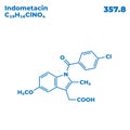 The illustrations molecular structure of indometacin Royalty Free Stock Photo
