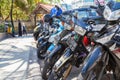 Indonesain mopeds stands on parking area in bali / indonesia Royalty Free Stock Photo