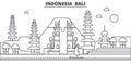 Indonesia, Bali architecture line skyline illustration. Linear vector cityscape with famous landmarks, city sights