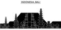 Indonesia, Bali architecture vector city skyline, travel cityscape with landmarks, buildings, isolated sights on