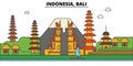 Indonesia, Bali. City skyline architecture . Editable