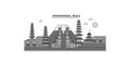 Indonesia, Bali city skyline isolated vector illustration, icons