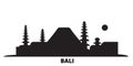 Indonesia, Bali city skyline isolated vector illustration. Indonesia, Bali travel black cityscape