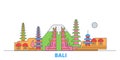 Indonesia, Bali line cityscape, flat vector. Travel city landmark, oultine illustration, line world icons