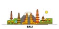 Indonesia, Bali flat landmarks vector illustration. Indonesia, Bali line city with famous travel sights, skyline, design