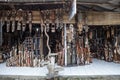 INDONESIA, BALI - JANUARY 20, 2011: Balinese shops with handmade wood products.