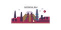 Indonesia, Bali tourism landmarks, vector city travel illustration