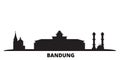 Indonesia, Bandung city skyline isolated vector illustration. Indonesia, Bandung travel black cityscape