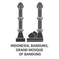 Indonesia, Bandung, Grand Mosque Of Bandung travel landmark vector illustration