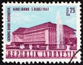INDONESIA - CIRCA 1963: A stamp printed in Indonesia shows Bank of Indonesia, Djakarta, circa 1963.