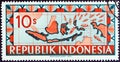 INDONESIA - CIRCA 1949: A stamp printed in Indonesia shows map of Indonesia, circa 1949.