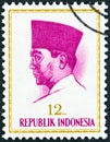 INDONESIA - CIRCA 1964: A stamp printed in Indonesia shows president Sukarno, circa 1964.