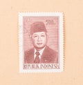 A stamp printed in Indonesia shows president Soekarno, circa 1983