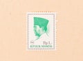 A stamp printed in Indonesia shows president Soekarno, circa 1966