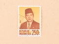 A stamp printed in Indonesia shows president Soekarno, circa 1982