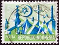 INDONESIA - CIRCA 1969: A stamp printed in Indonesia shows Religious emblems, circa 1969.