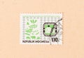 A stamp printed in Indonesia shows sukseskan sensus pertanian, circa 1983 Royalty Free Stock Photo