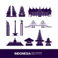 INDONESIA travel destination vector illustration.