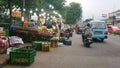 Indonesia, east jakarta, 21st october 2022, fruit seller at street market, sell manggis, kelengkeng, mangoo, or