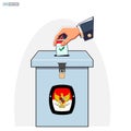 Indonesia Election Day with voting box. (translation text kpu, pilpres, PEMILU election). Eps Vector.