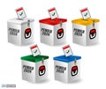 Indonesia Election Day with voting box. (translation text kpu, pilpres, PEMILU election). Eps Vector.