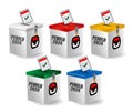 Indonesia Election Day with voting box. (translation text kpu, pilpres, PEMILU election). 3D Render