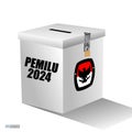 Indonesia Election Day with voting box. (translation text kpu, pilpres, PEMILU election). Eps Vector.